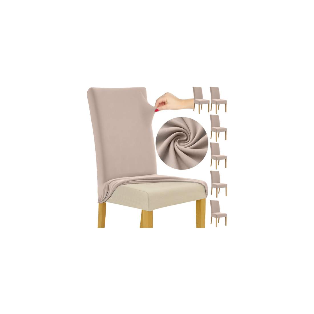 Beige sammetsstolsöverdrag, set om 6 – Elastisk passform | Hem & Hobby | Pryloteket