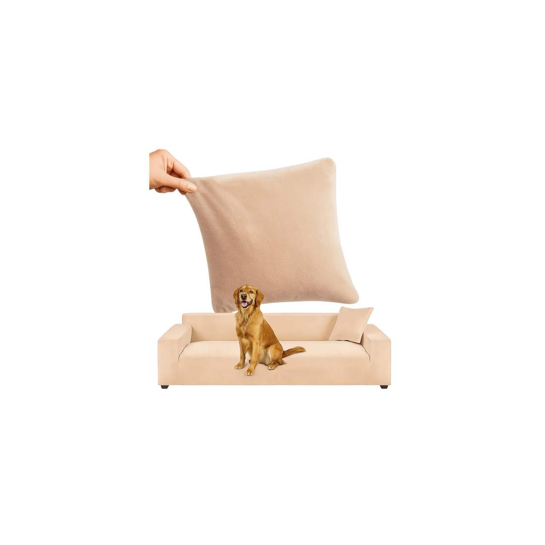 Hörnsofföverdrag i beige sammet, elastisk passform 190-230cm | Hem & Hobby | Pryloteket