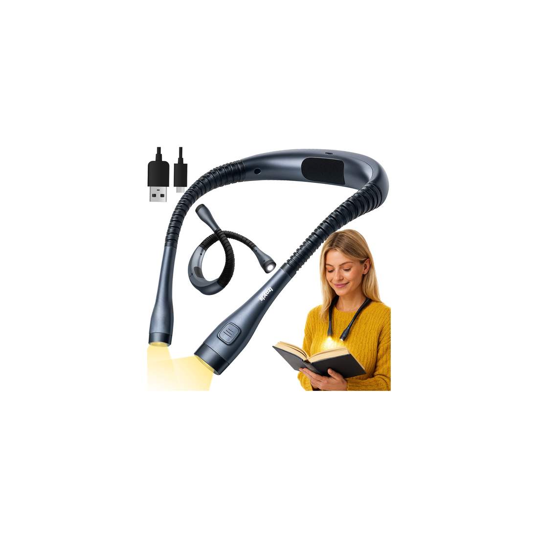 LED-halsläslampa – flexibel, uppladdningsbar, USB-C | Hem & Hobby | Pryloteket