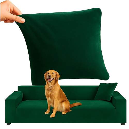 Hjørnesofabetræk, Elastic Velvet, Mørkegrøn, 190-230cm