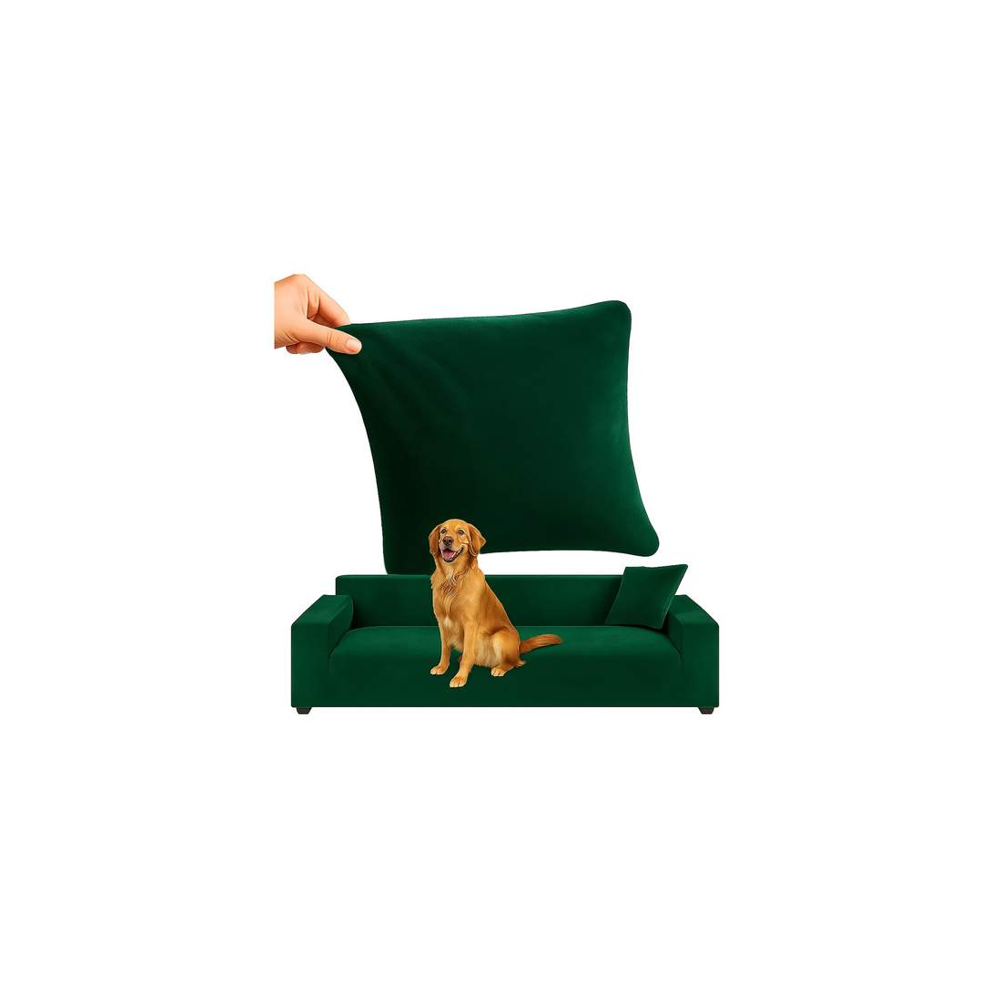 Hörnsofföverdrag, Elastisk sammet, Mörkgrön, 190-230cm | Hem & Hobby | Pryloteket