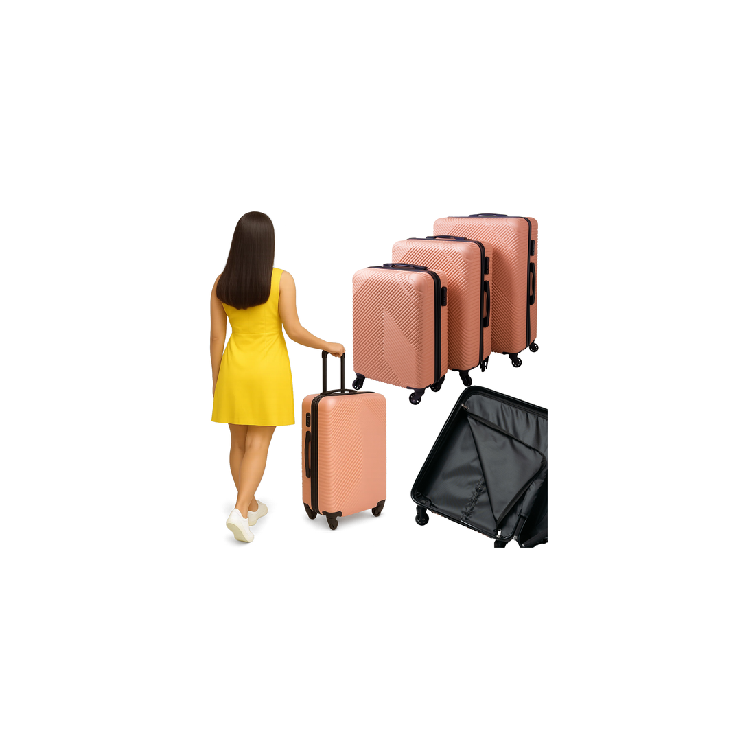 Rosa bagageset i 3 delar – hållbart, stabilt, lätt manövrerbarhet | Hem & Hobby | Pryloteket