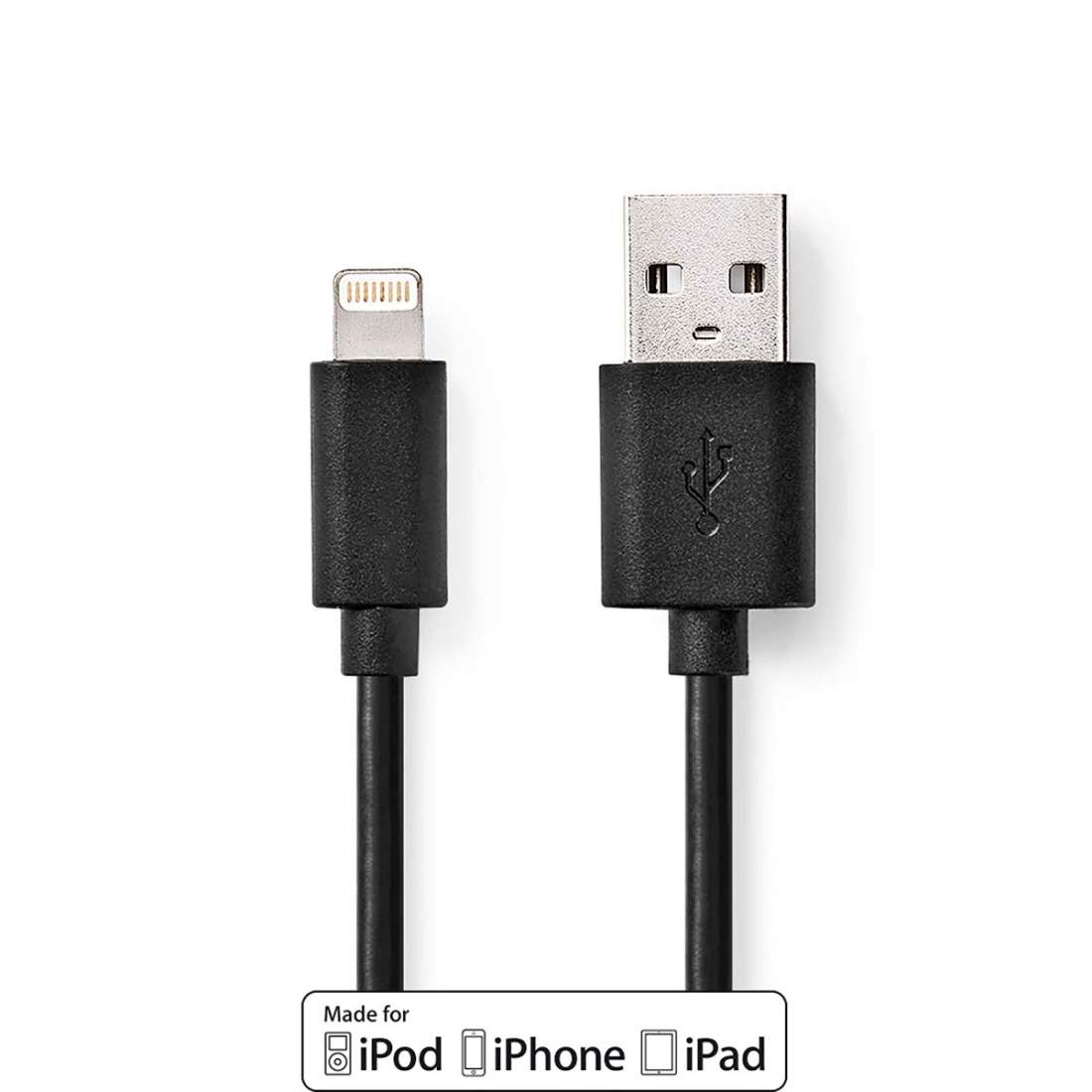 Lightning-kabel, USB 2.0, 1m, svart, synkronisera och ladda | Hem & Hobby | Pryloteket