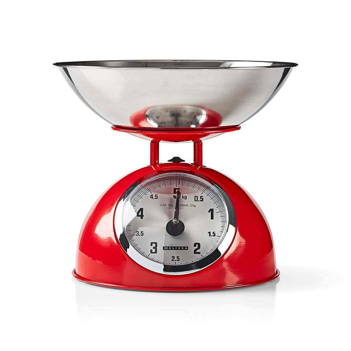 Analog køkkenvægt, retrodesign, 5 kg kapacitet, rød billede