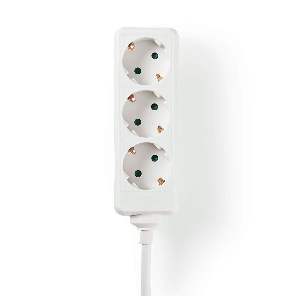 Nedis Udvidelse Socket | Stikprop med sidebens jord / Type F (CEE 7/7) | 3-vejs | 3.00 m | 3680 W | 16 A | Slags jordforbindelse: Sidekontakter | 230 V AC 50/60 Hz | Kontakt Vinkel: 45 ° | H05VV-F 3G1.5mm² | Hvid