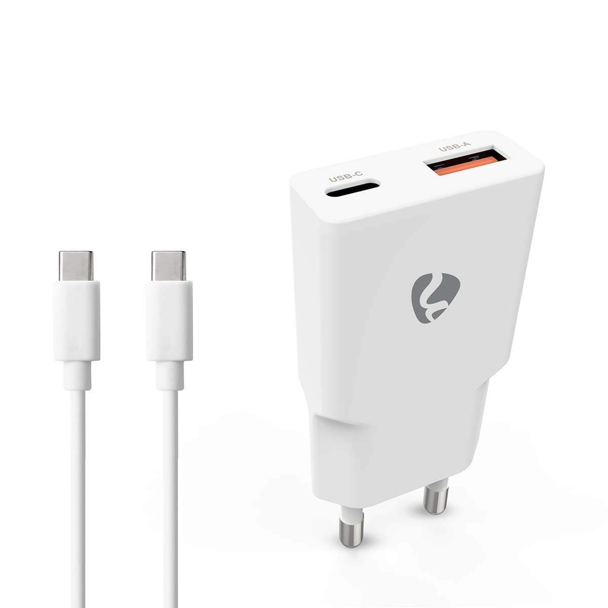 Dual Port GaN vægoplader – 30W USB-C & USB-A billede