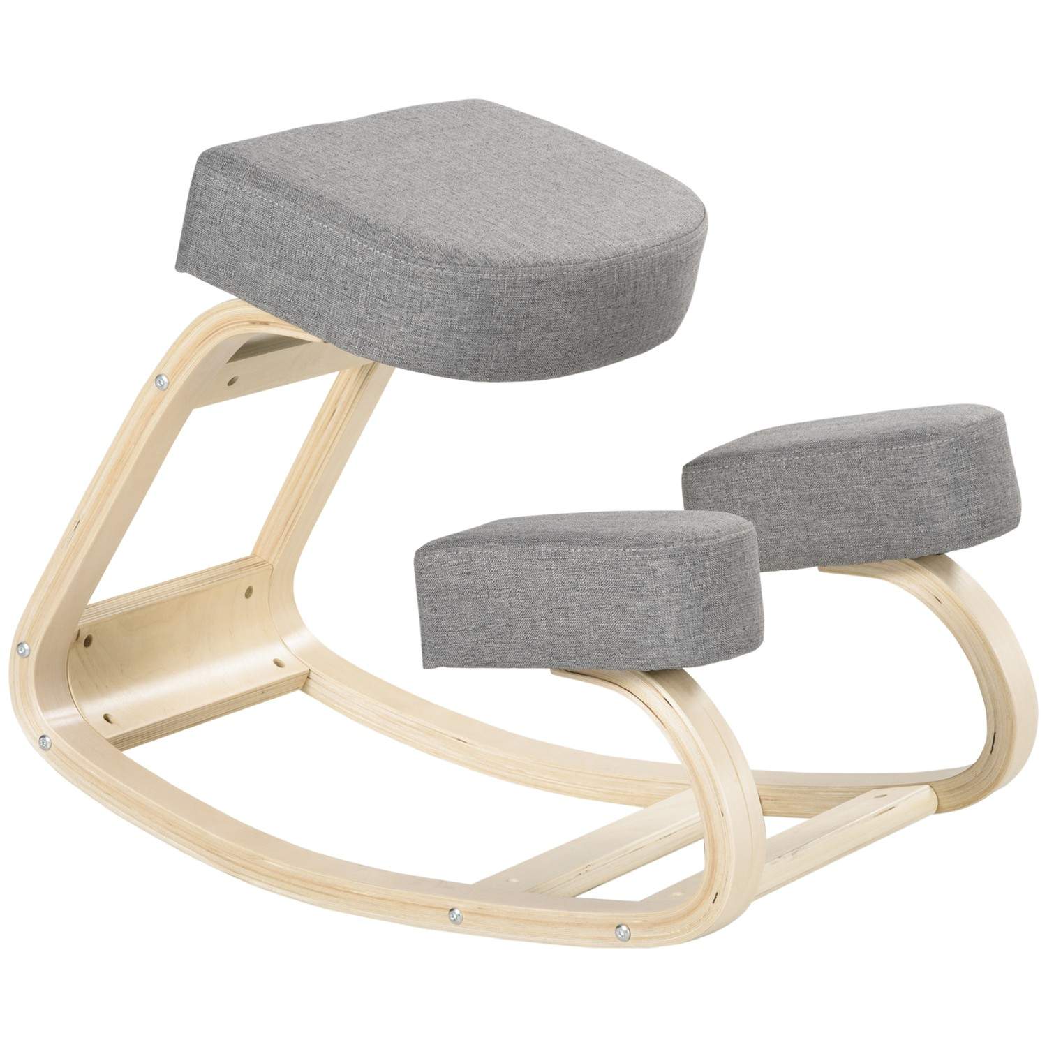 Ergonomisk knästol – björkträ, 120 kg kapacitet, grå | Hem & Hobby | Pryloteket