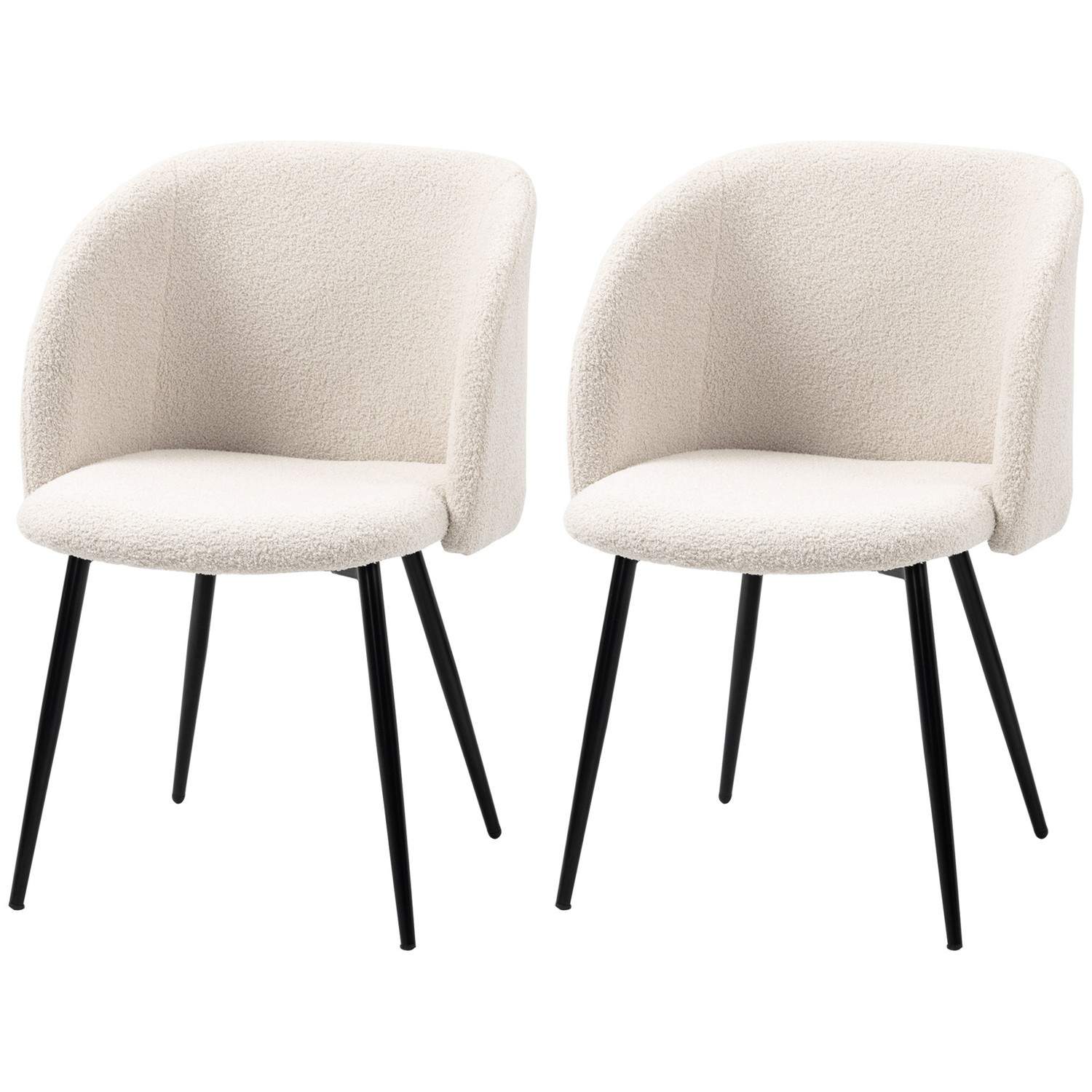 Spisebordsstole Sæt med 2 - Creme, ergonomiske, stålben