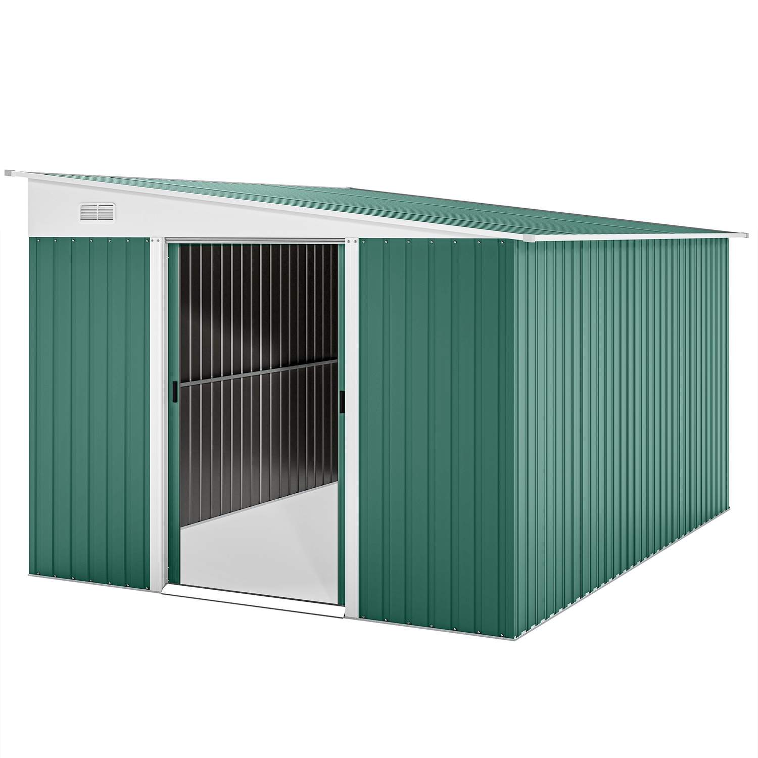Metalhaveskur – Låsbare dobbeltdøre, grøn, 2,8 x 3,45 m