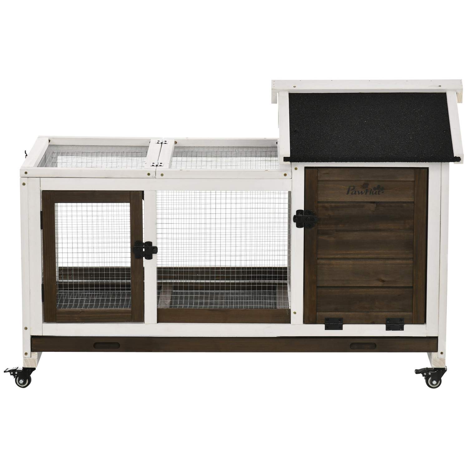 Kaninbur med hjul – Nem rengøring, 108 x 58 x 73,5 cm