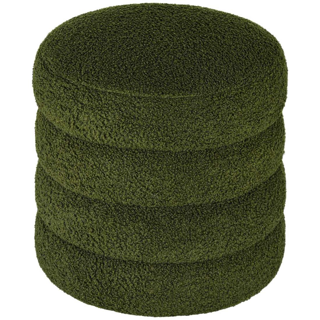 Round Green Ottoman – Teddy Fleece, skumvaddering, 120 kg kapacitet | Hem & Hobby | Pryloteket