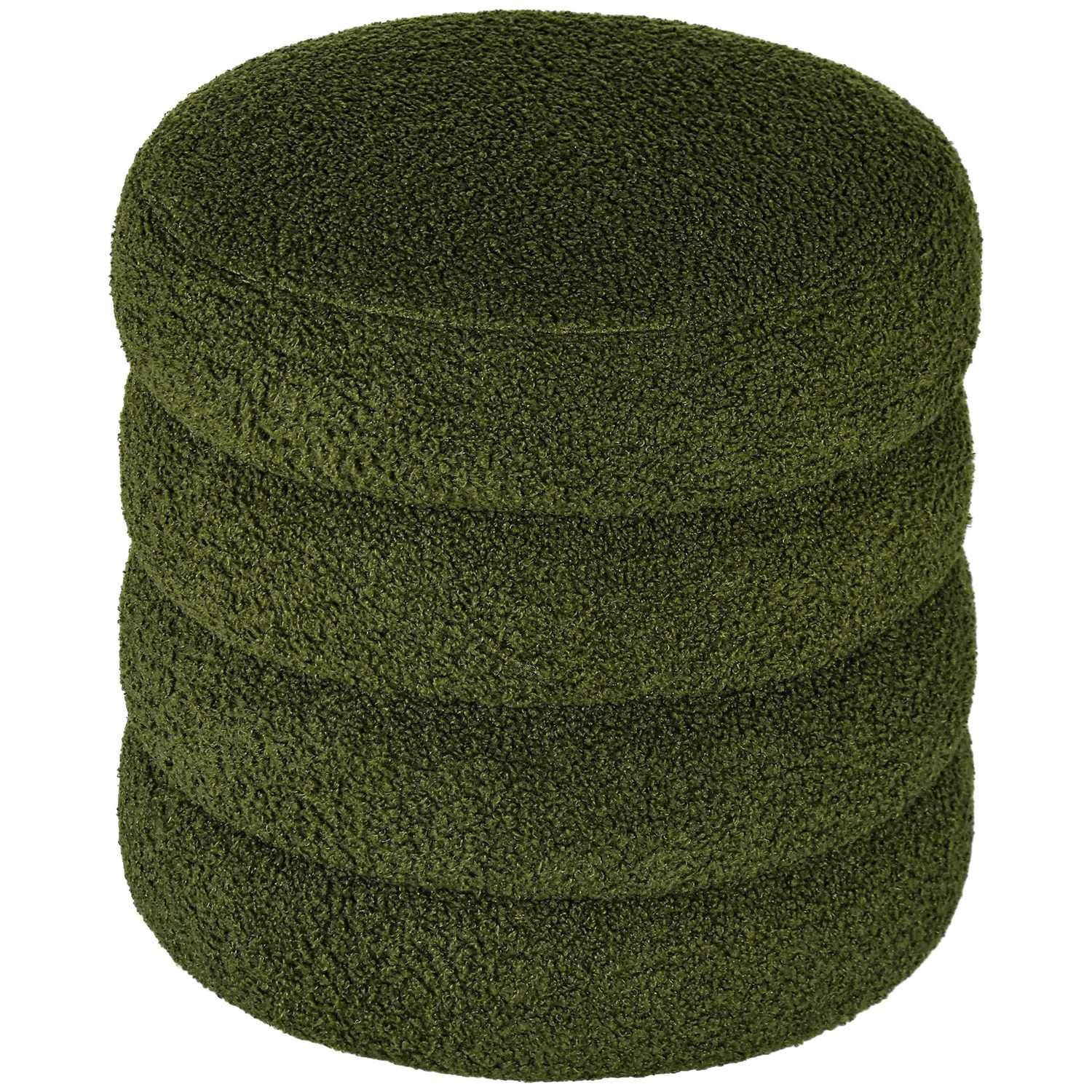 Rund grøn osmannisk – Teddy Fleece, skumpolstring, 120 kg kapacitet