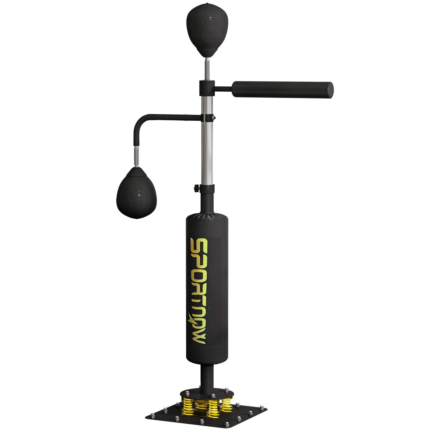 Justerbart boksestativ med Speedballs & Kick Pad – Sort