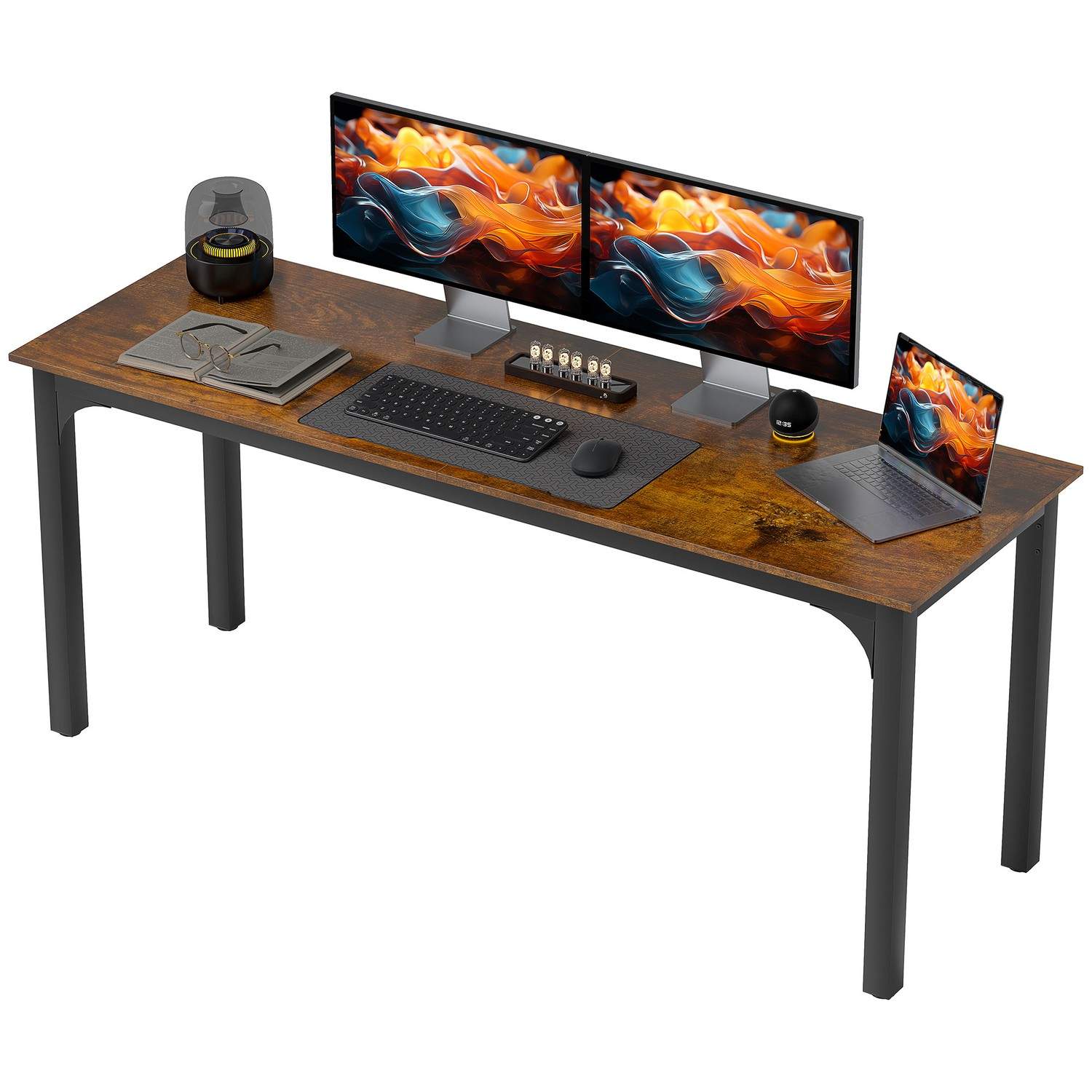 Rustik brun computerskrivebord – rummeligt, holdbart design