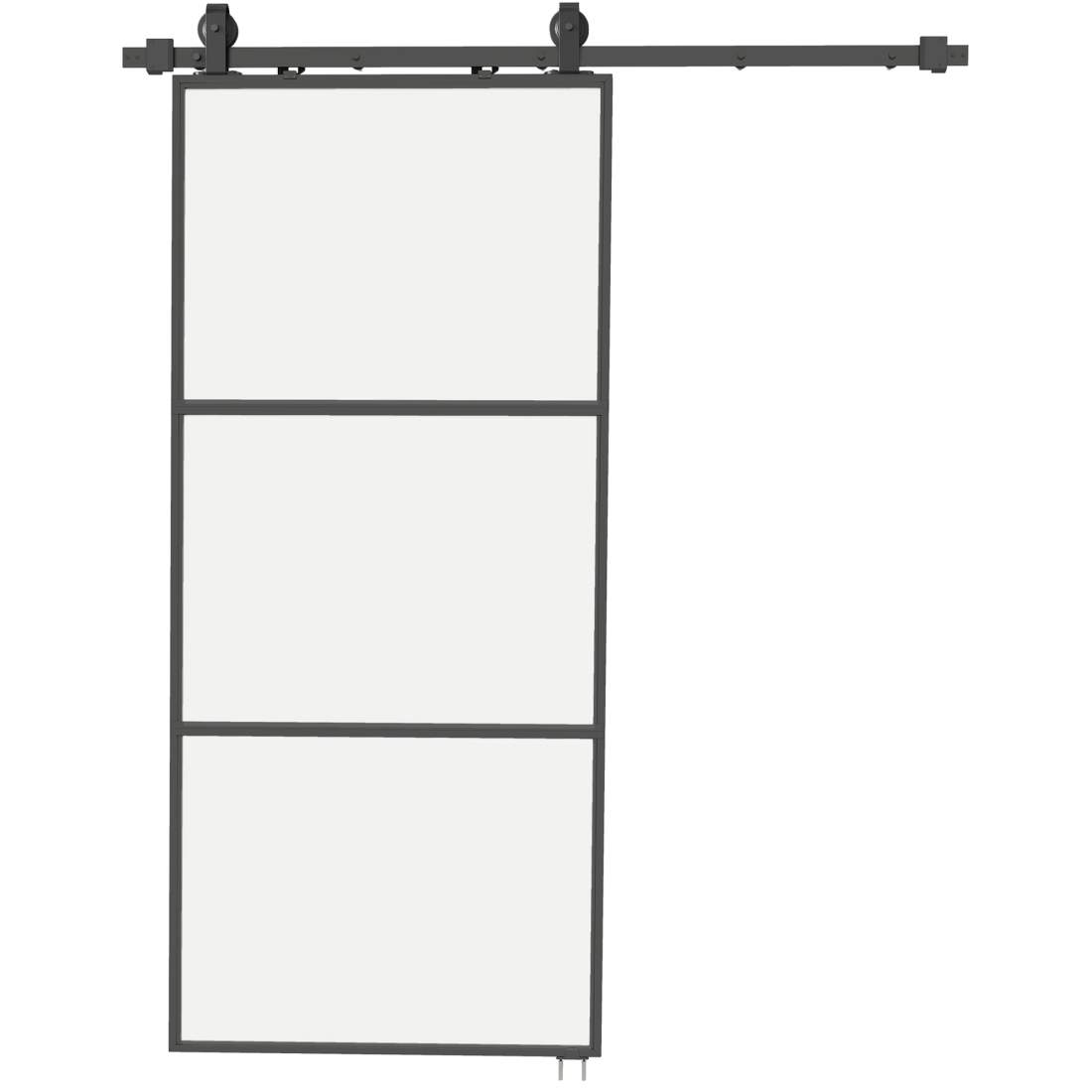 Sliding Door Kit – Frostat glas, Soft-Close, svart stål | Hem & Hobby | Pryloteket