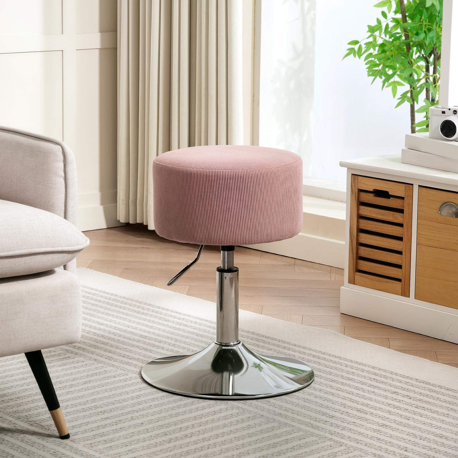 Justerbar pink ledningsbarstol – 360° drejelig, skumpude