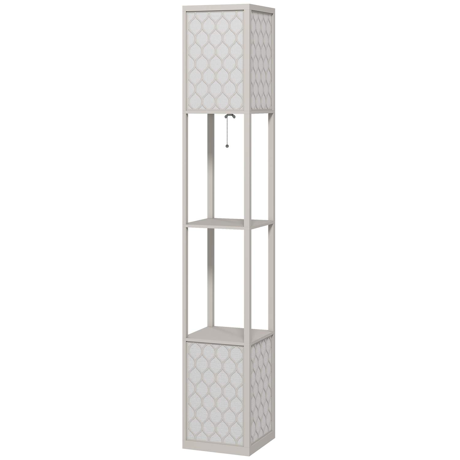 Moderne gulvlampe med hylder – Pull Chain, sort og hvid