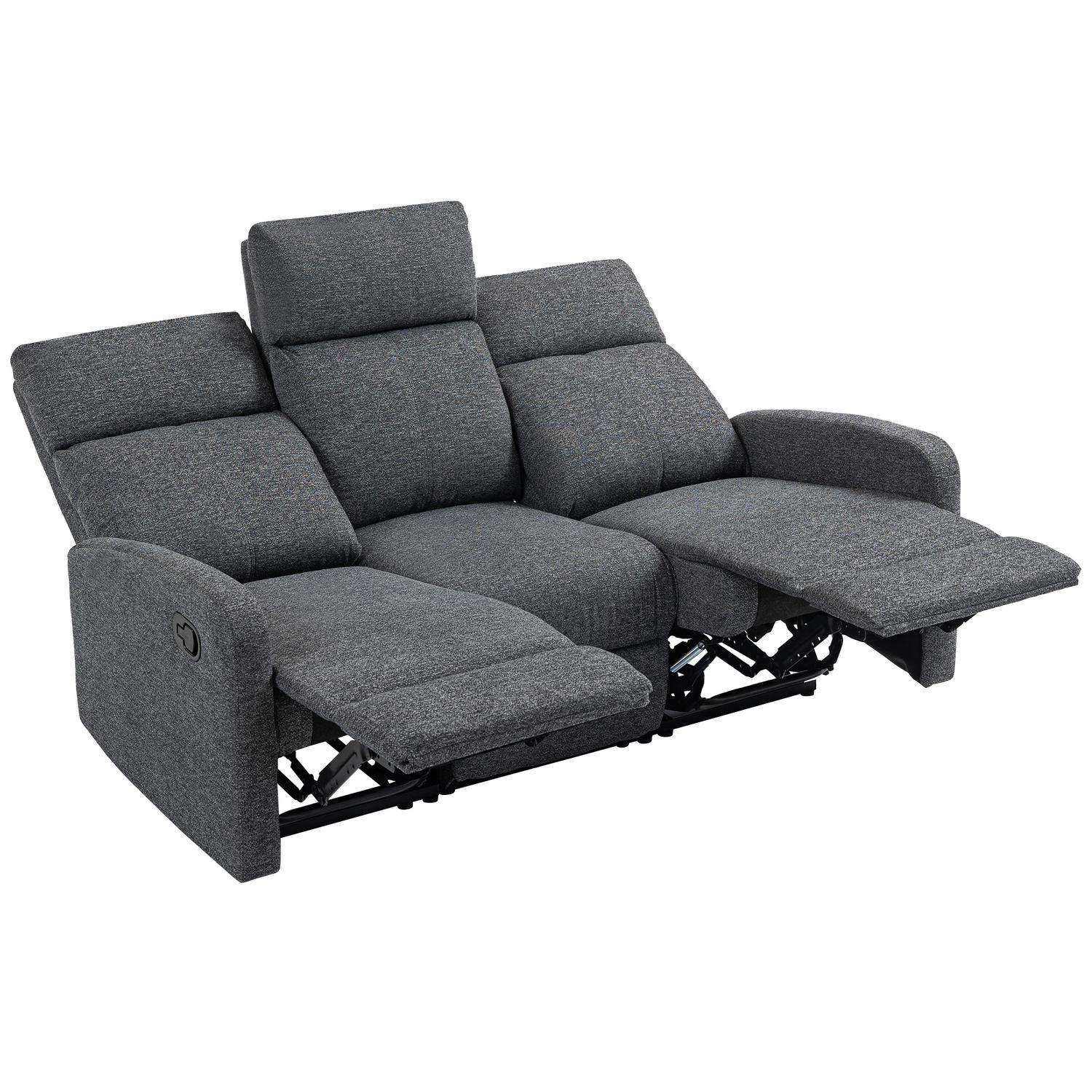 3-personers hvilesofa, justerbare ryglæn, gråt stof