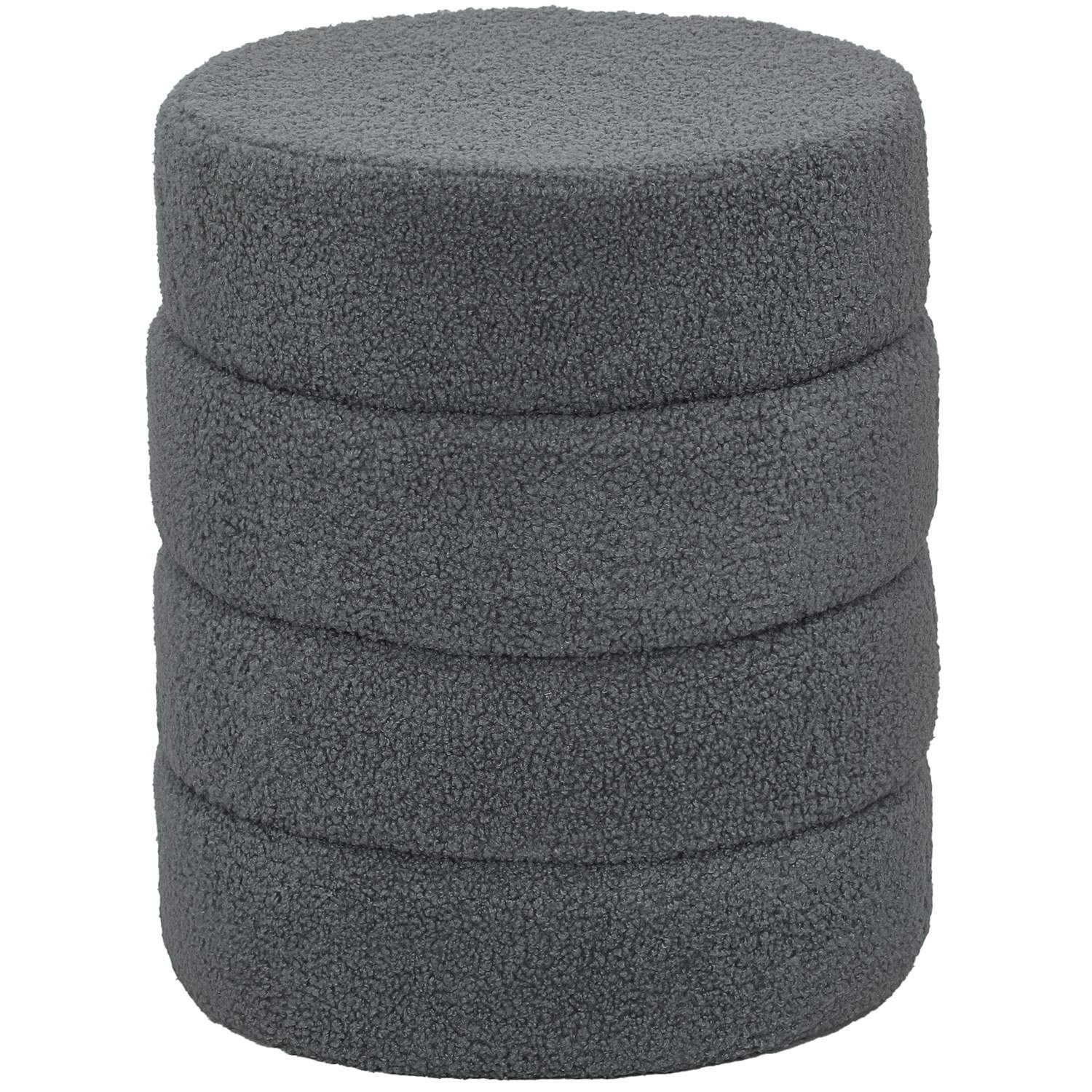 Rund osmannisk skammel, Mørkegrå Teddy Fleece, 120 kg Kapacitet