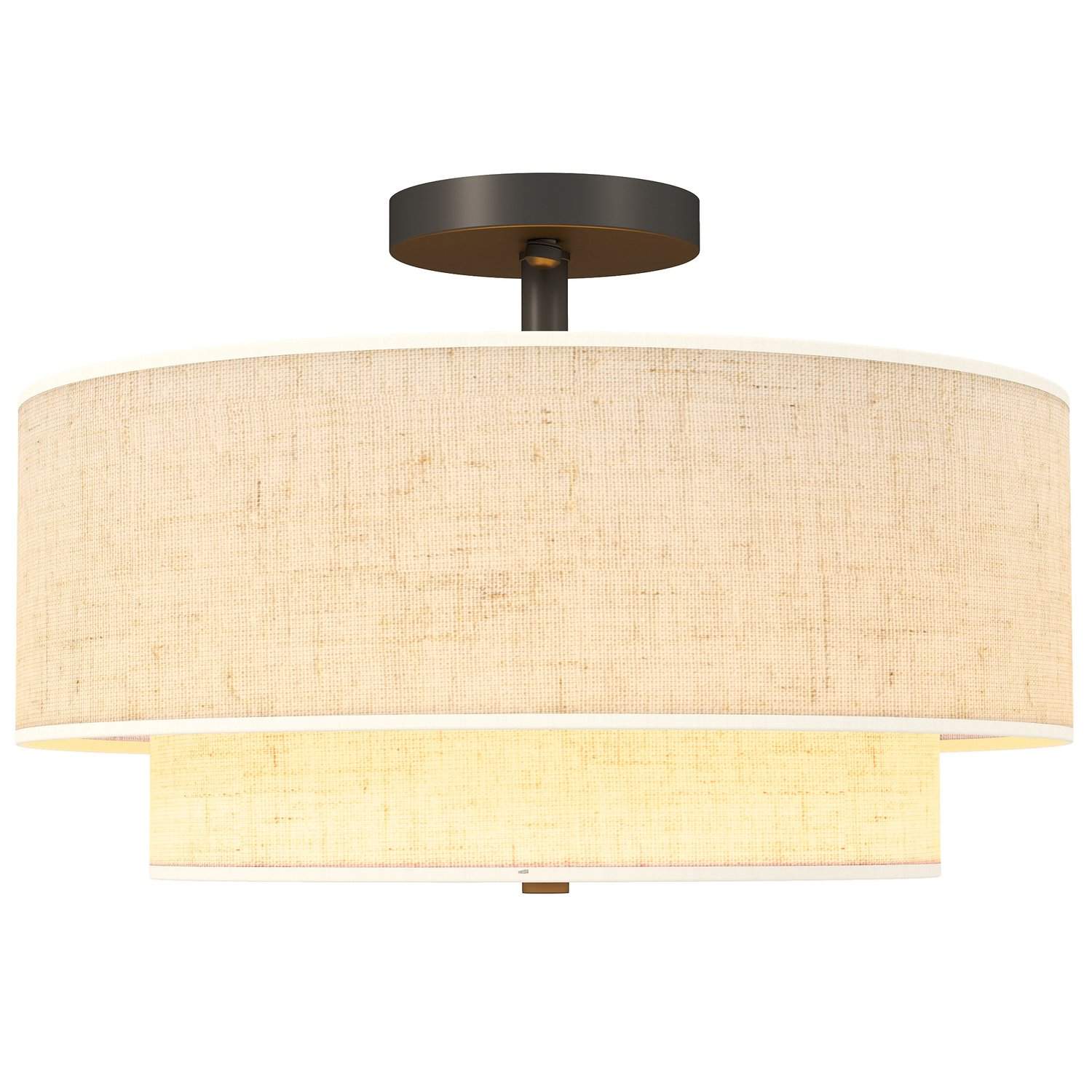 Loftslampe med dobbelte linnedskærme, cremehvid