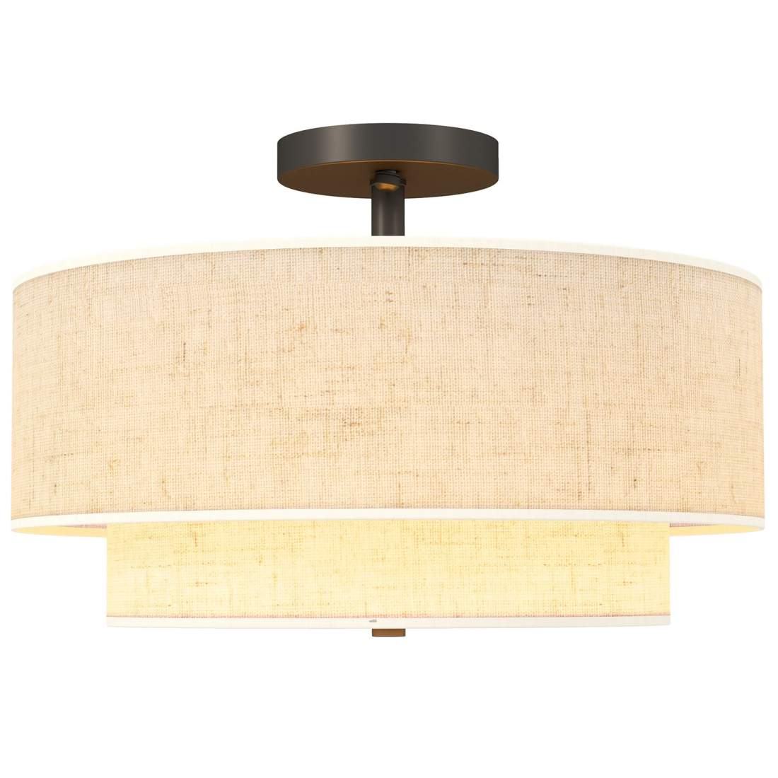 Taklampa med dubbla linneskärmar, gräddvit | Hem & Hobby | Pryloteket