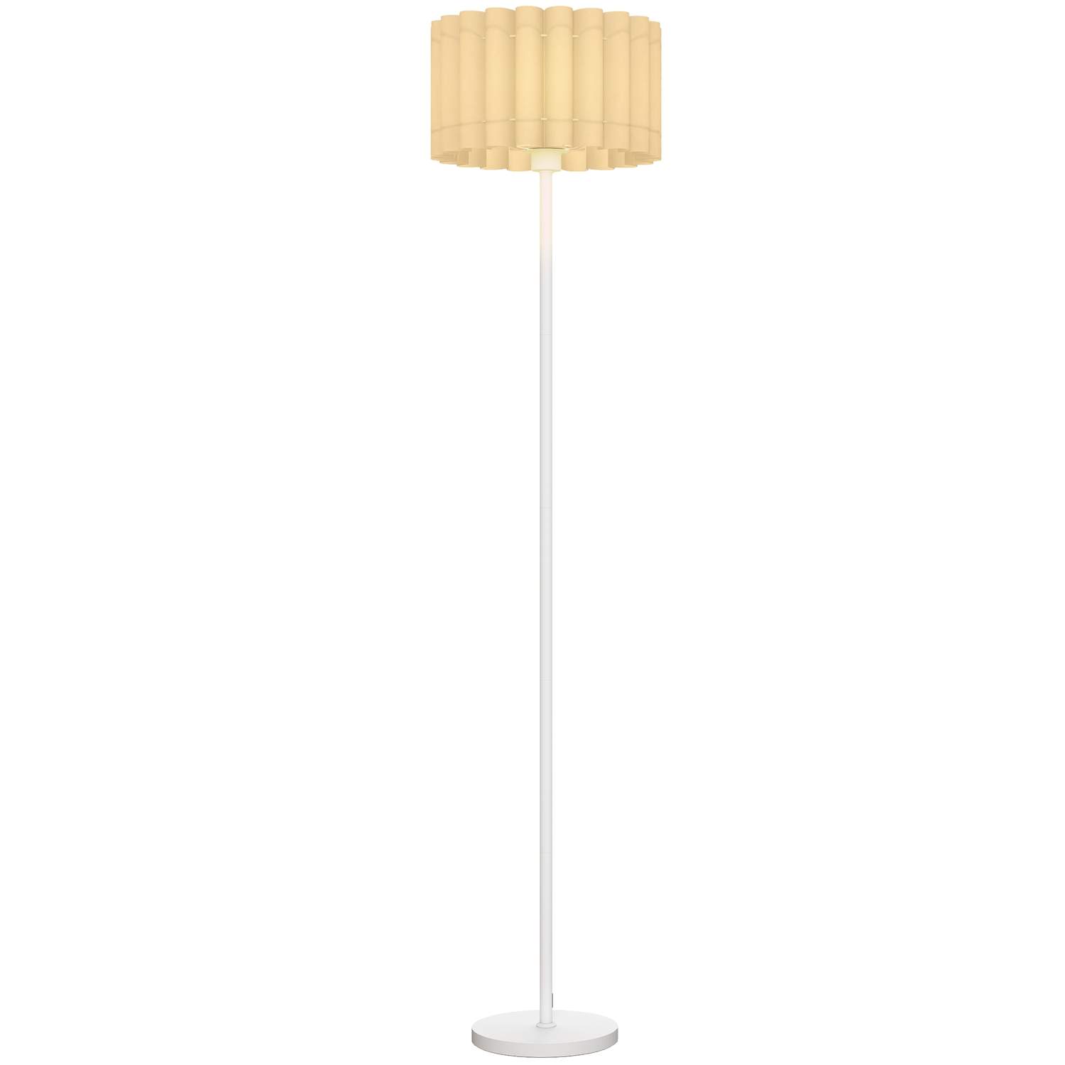 Retro gulvlampe – hvid, plastskærm, fodkontakt