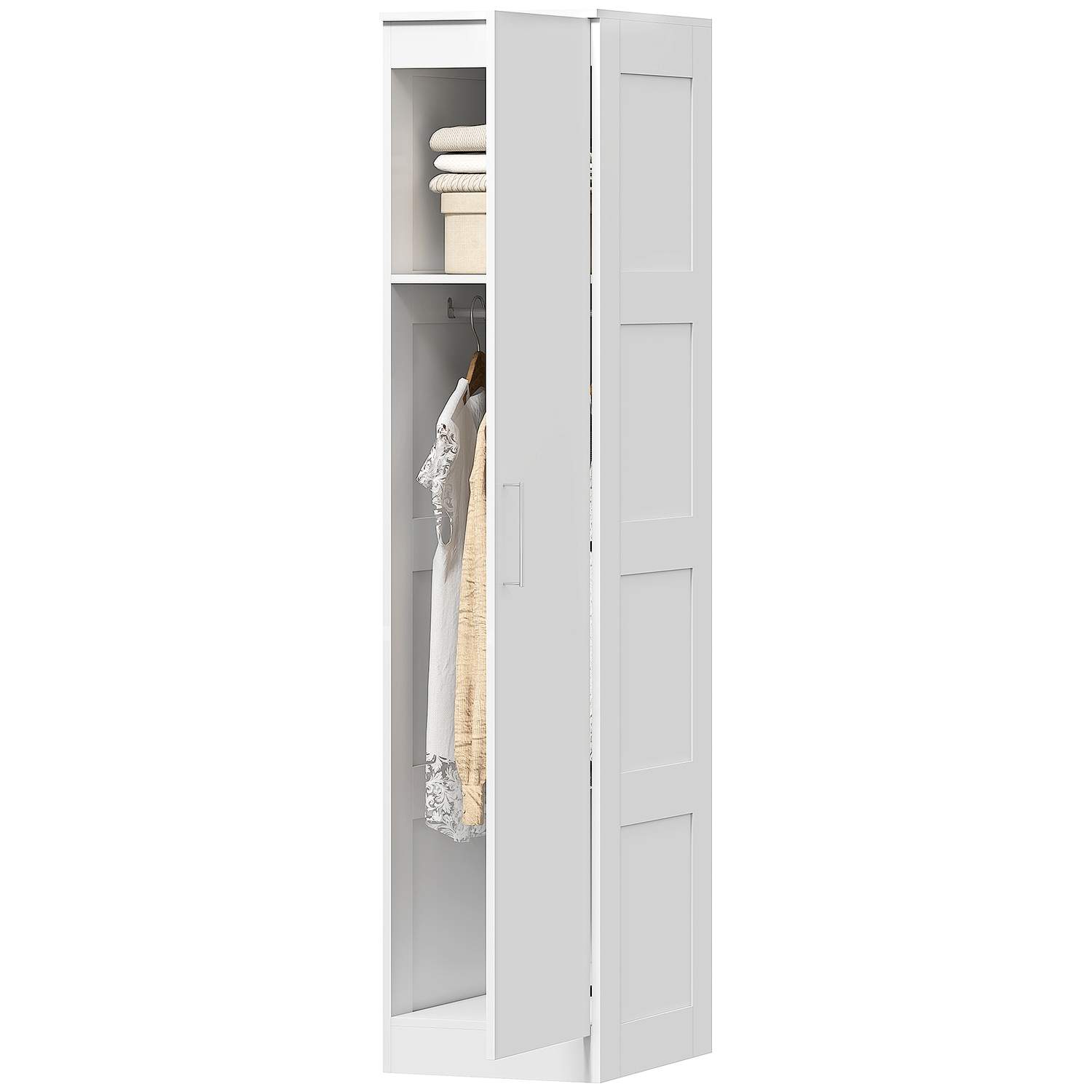 Garderobe med bøjlestang, soft-close dør, 40x52x180 cm Hvid