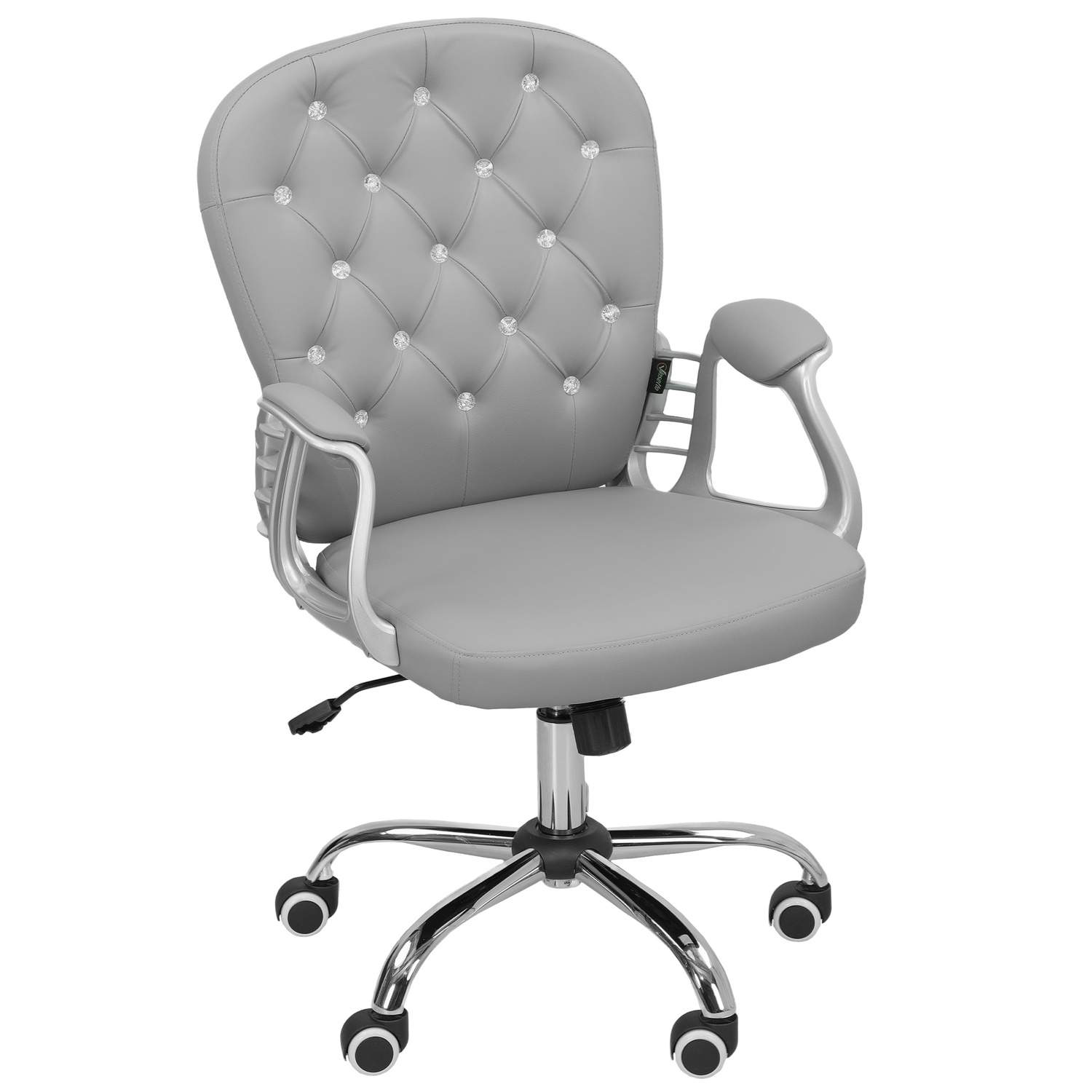 Ergonomisk kontorstol med armlæn, lysegrå