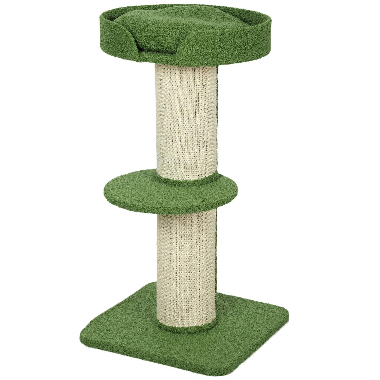 Kattetræ med senge- og sisalstolper – 91 cm, grøn