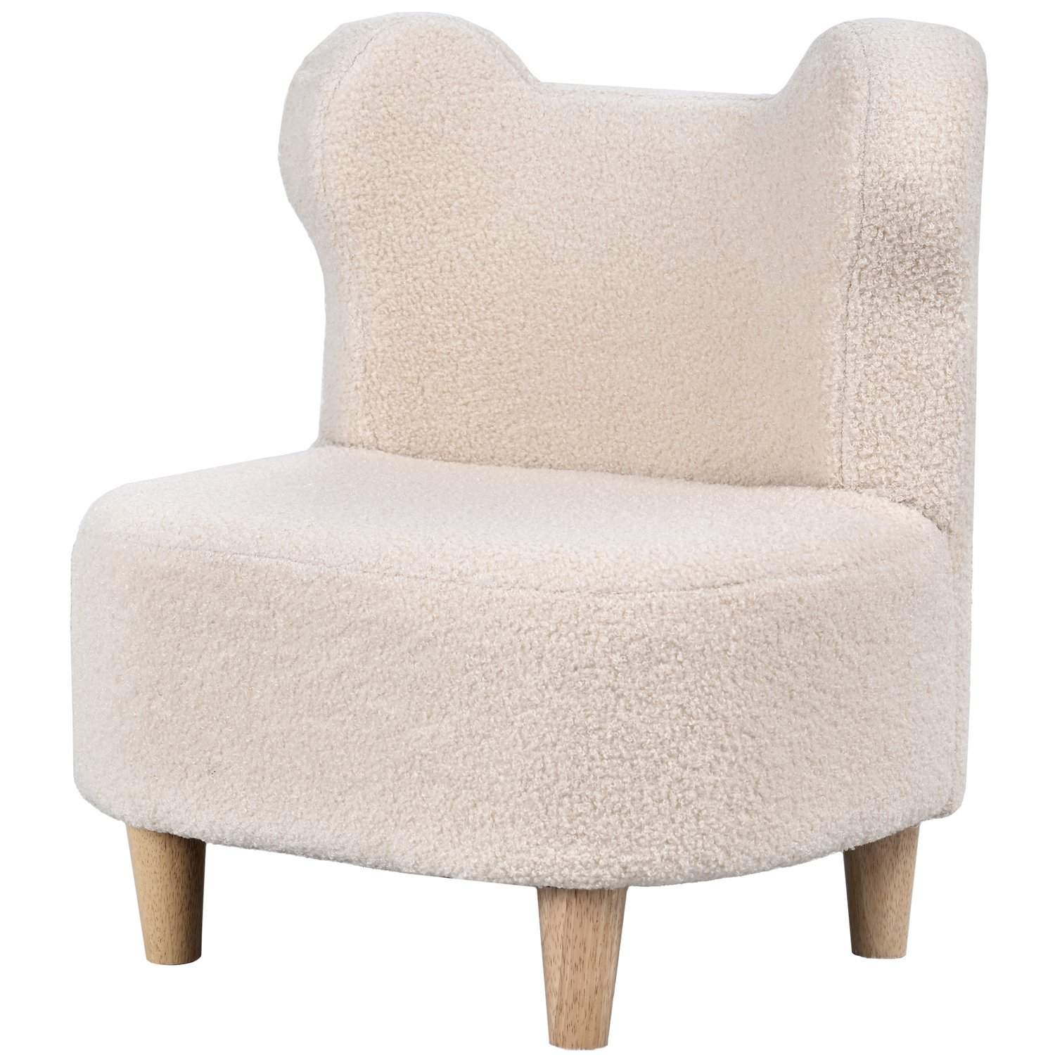 Børnestol i plys med bjørneører, fleecebetræk, beige