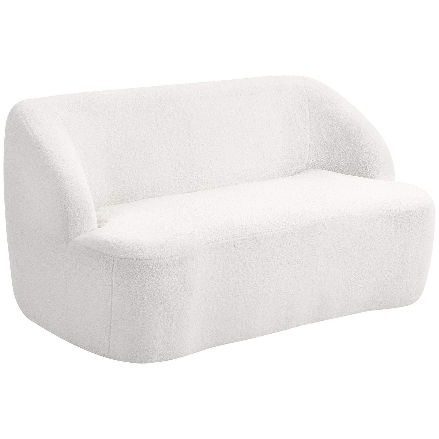 2-personers sofa – buet design, fleecebetræk, cremehvid