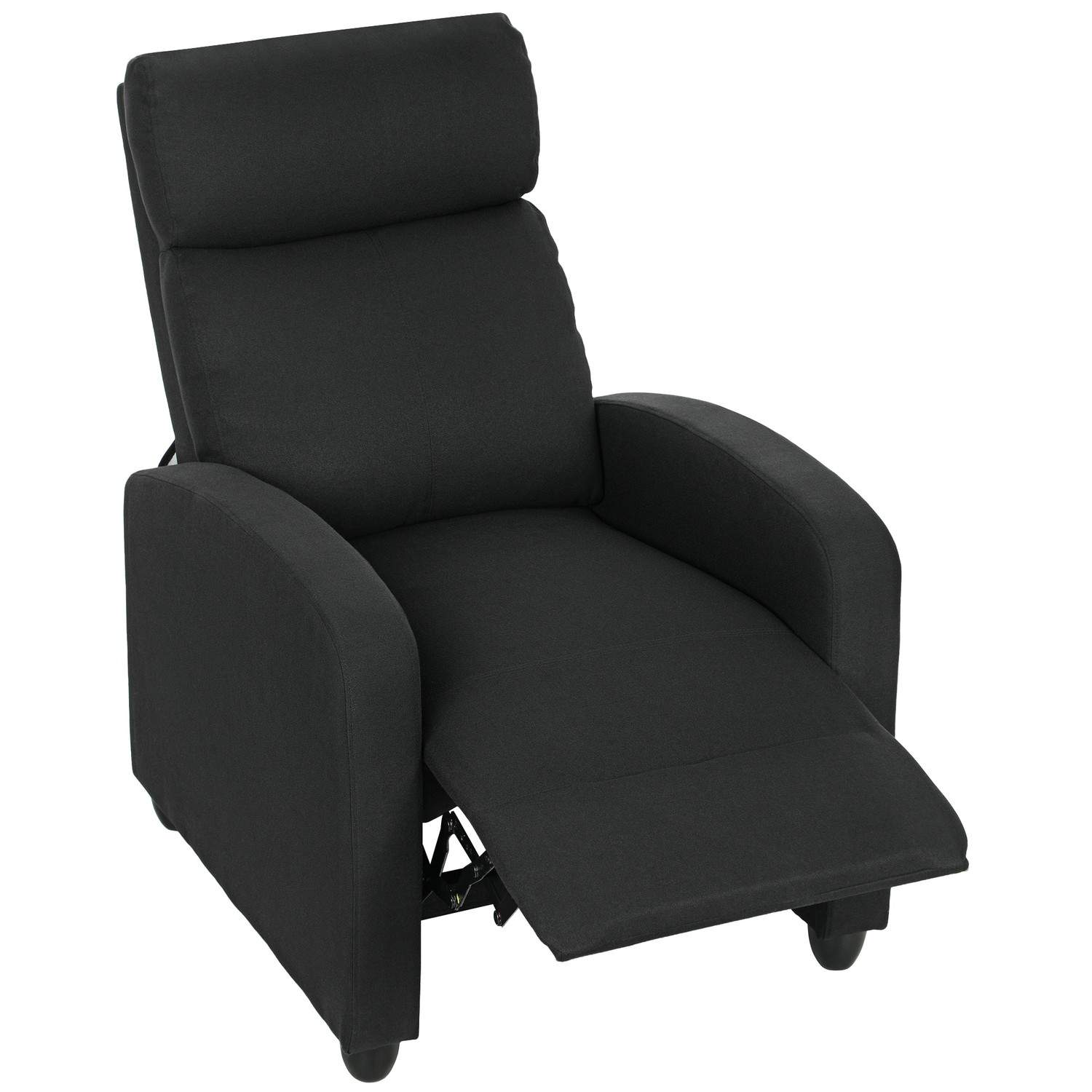 Hvilestol, justerbar 135°, hør-polyester, sort