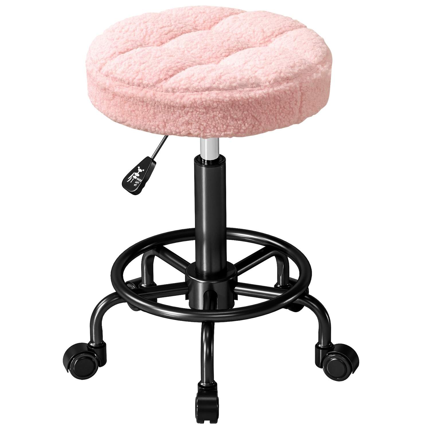 Justerbar pink rullestol – 360° drejelig, 50-66 cm højde