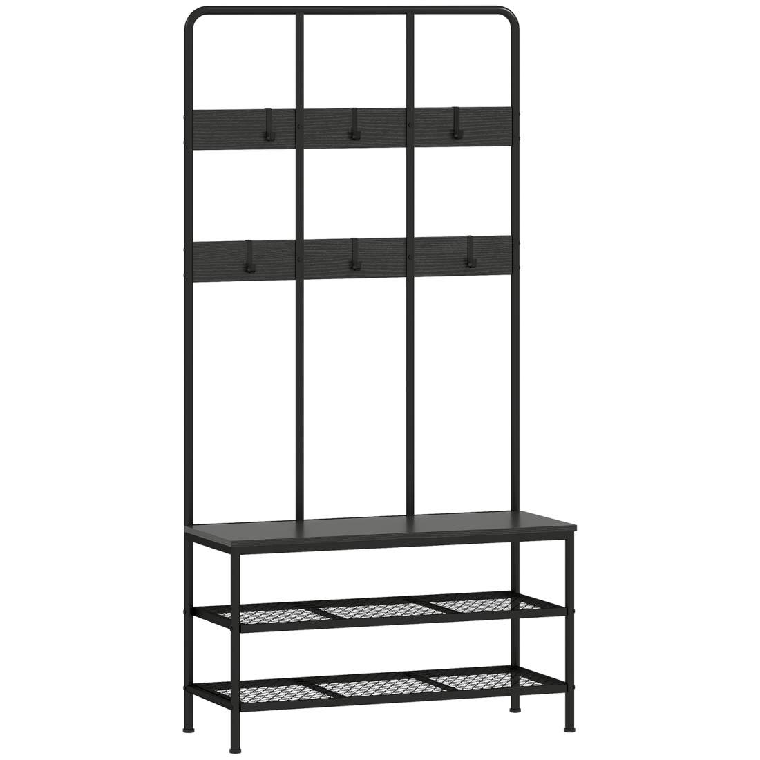 3-i-1 klädhängare med bänk och skohylla – svart metall | Hem & Hobby | Pryloteket