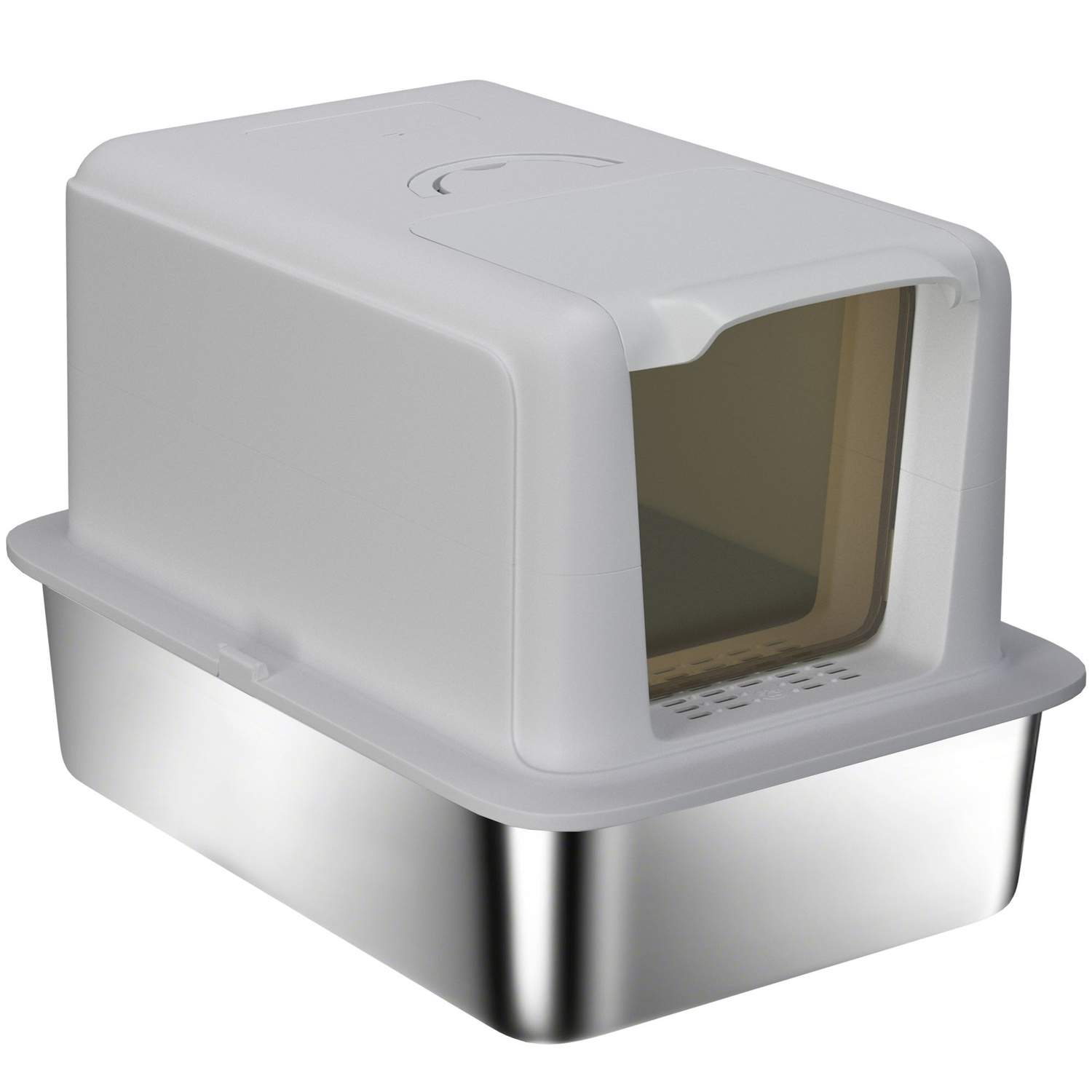 Kattsandlåda i rostfritt stål med filter och skopa, grå | Hem & Hobby | Pryloteket