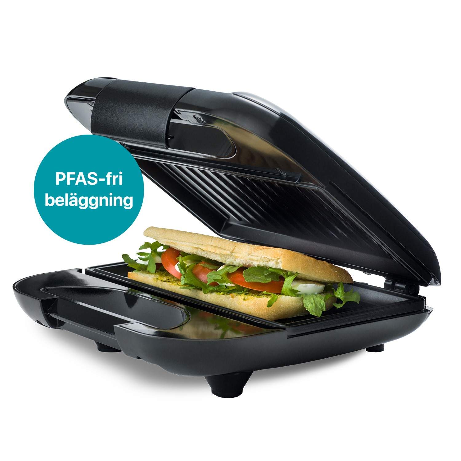 Sandwichgrill 750W, non-stick, 22x12cm, sort billede