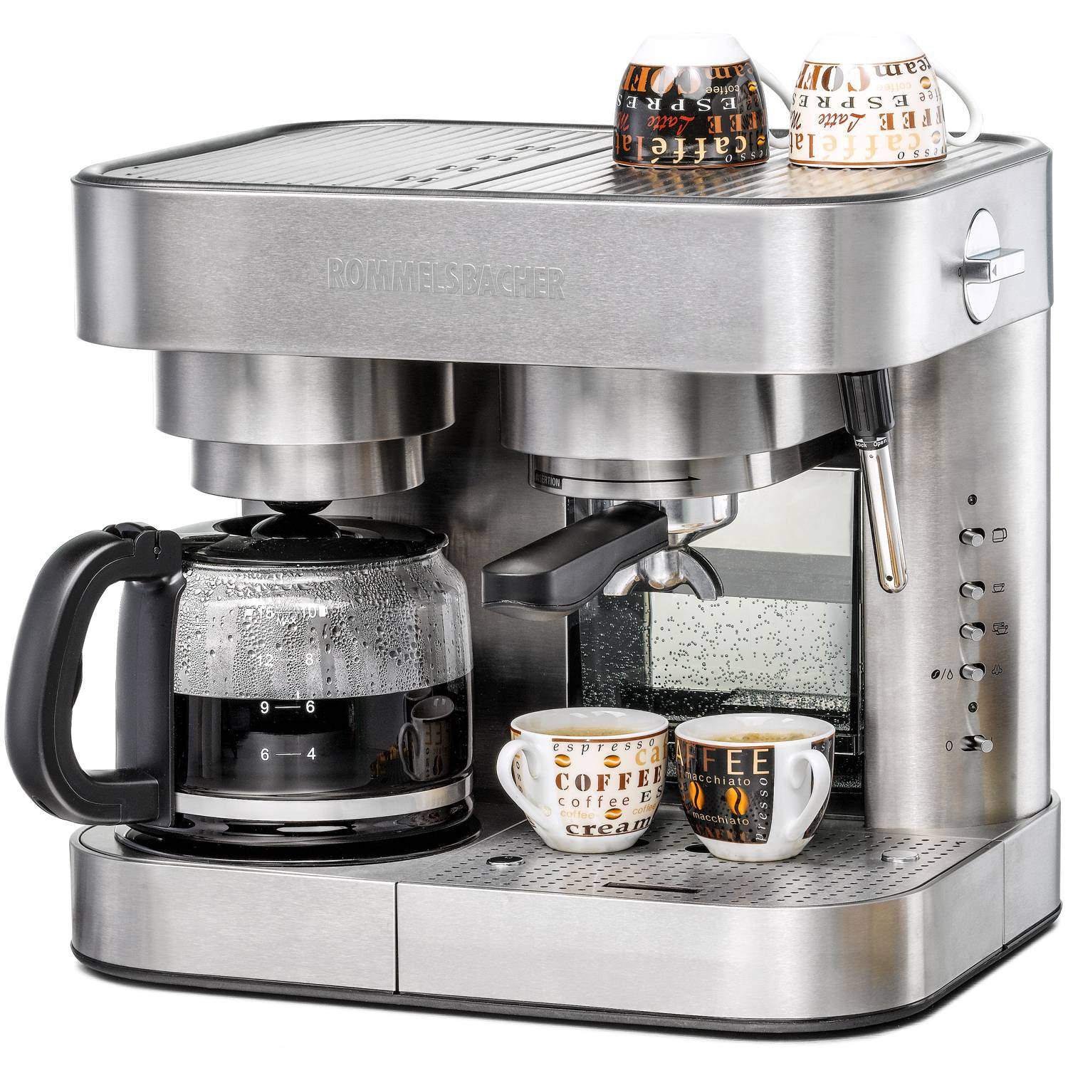 Kaffe- og espressomaskine – rustfrit stål, 10 kopper kapacitet