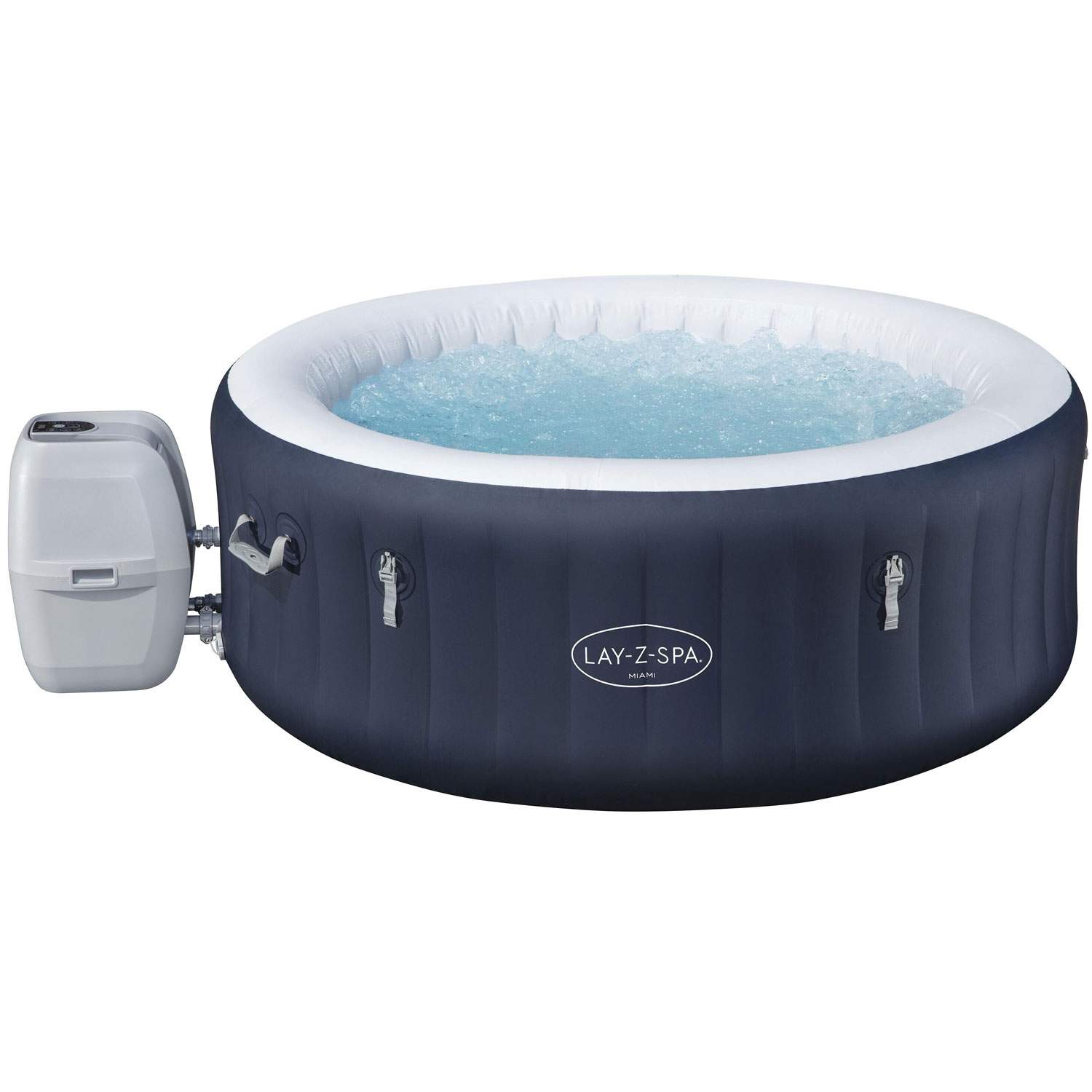 Bestway Lay-Z-Spa 6001C, 669 L, 4 person(er), Rund, Boble/Jet massage, ABS, Polyethylenterephthalatfolie (PET), Polyvinylchlorid (PVC), Blå, Hvid
