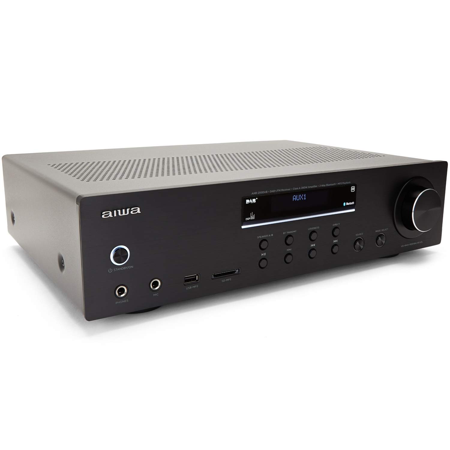 Alternativ bild 1 för AIWA AMR-200DAB stereoreceiver sw 200W med Bluetooth och DAB+/ FM Radio USB (AMR-200DAB)