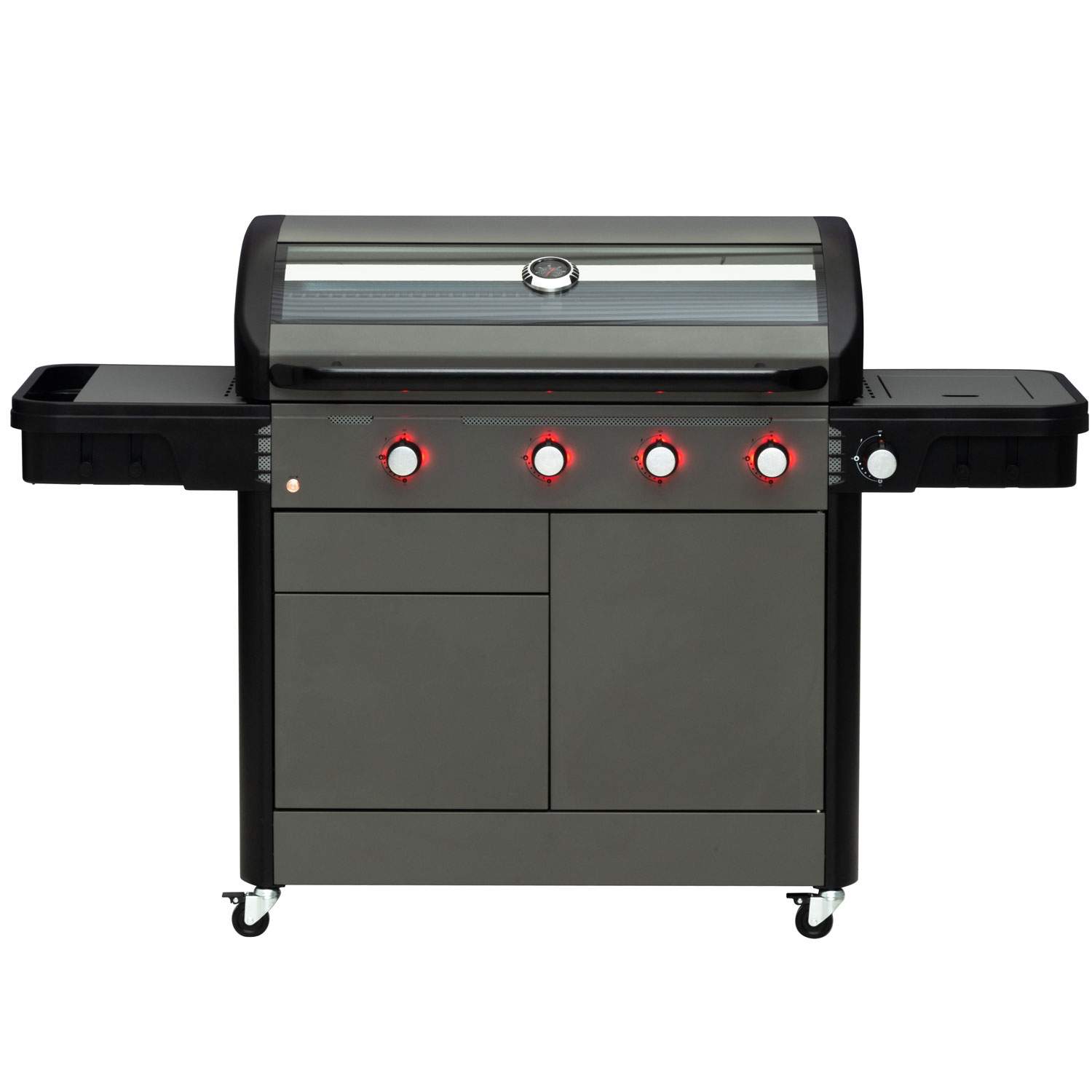 Gasgrill med 4 brændere og sidebrænder, 97x48 cm kogeplads