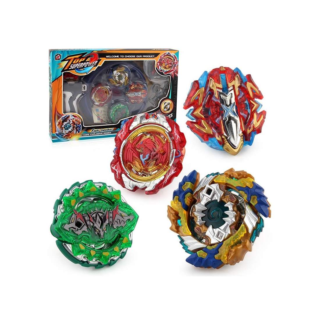 Top Superpower Top Plate battle set 4-pack | Leksaker & Spel - Leksaker - Combat Spinners | Pryloteket