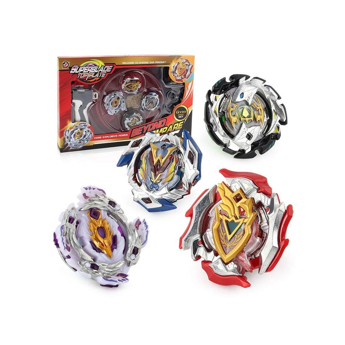 Superblade Top Plate battle set 4-pack - Röd | Leksaker & Spel - Leksaker - Combat Spinners | Pryloteket