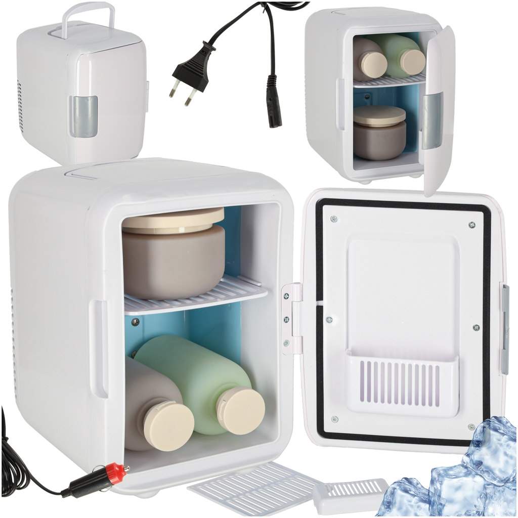 Mini bilkøleskab 4L – Dobbelt opvarmning og køling, hvid