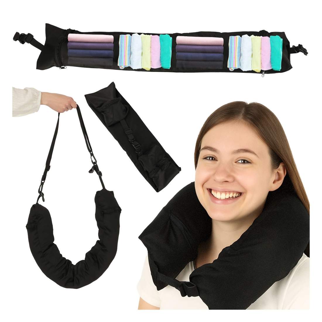 Rese-nackkudde med förvaring – Svart | Hem & Hobby | Pryloteket