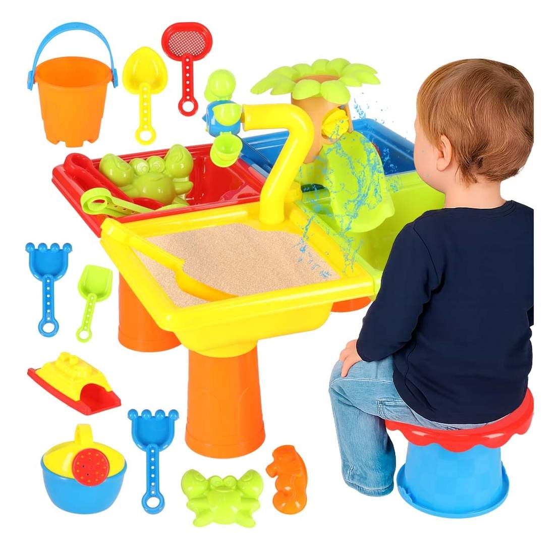 Sandlåda set: spade, vattenkanna, pall, 4 delar | Hem & Hobby | Pryloteket