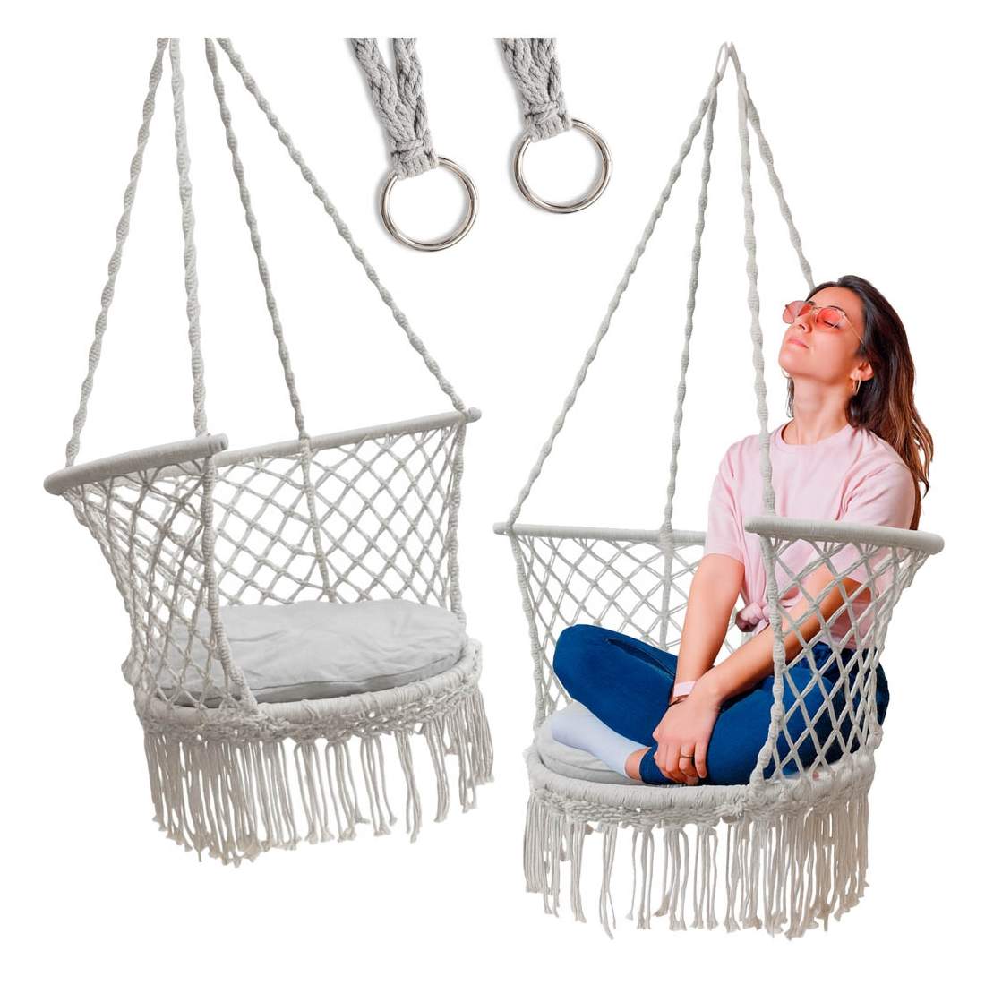 Trädgårdsgunga med ryggstöd, Grå, 80 cm, 150 kg Kapacitet | Hem & Hobby | Pryloteket