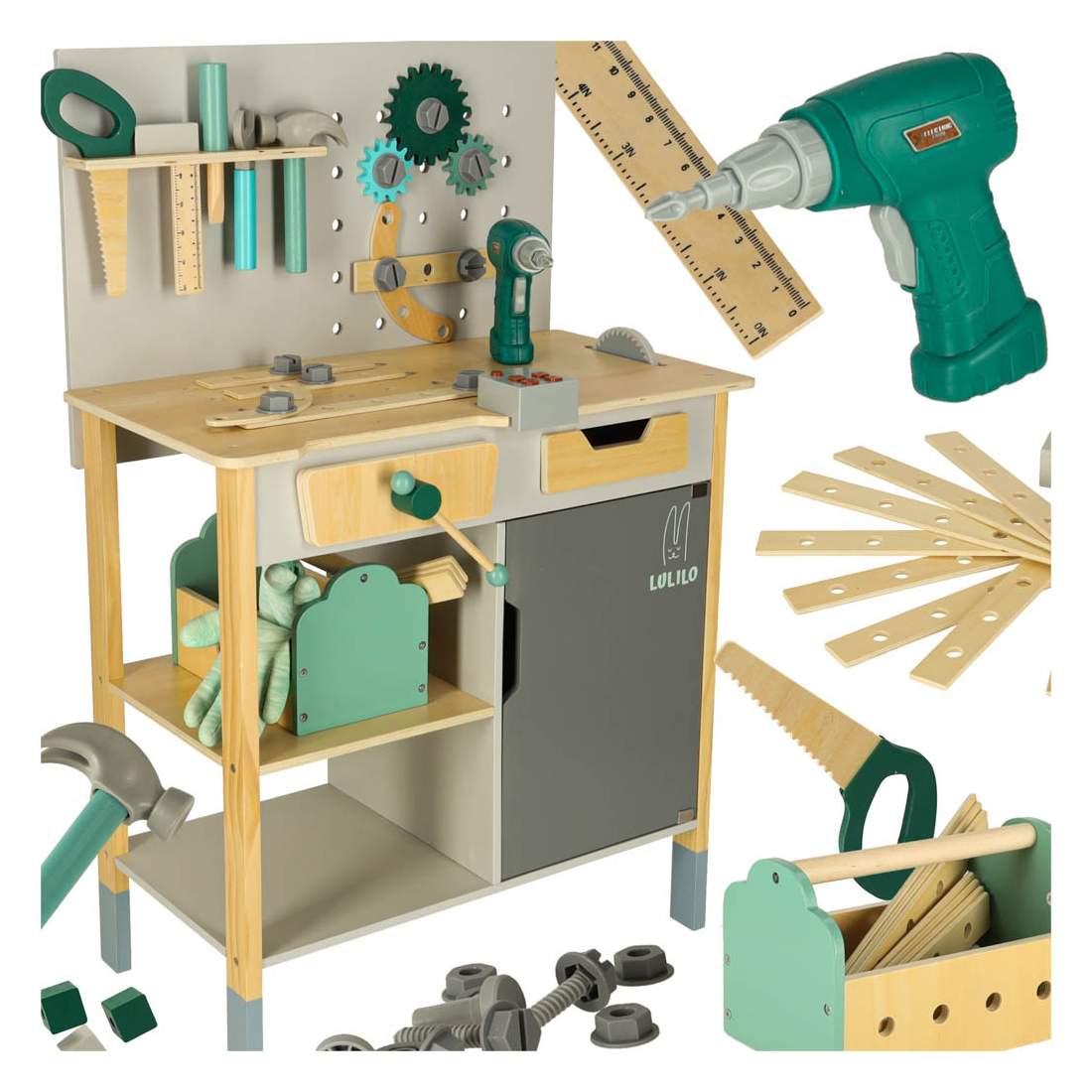 Trä Workshop DIY Set – Verktyg & Ljud, 86cm | Hem & Hobby | Pryloteket