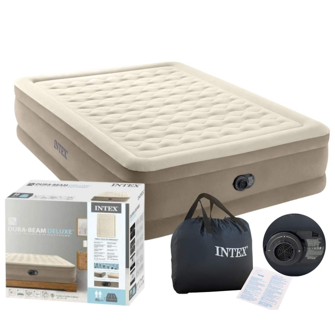Uppblåsbar dubbelmadrass med inbyggd pump, 203x152 cm | Hem & Hobby | Pryloteket