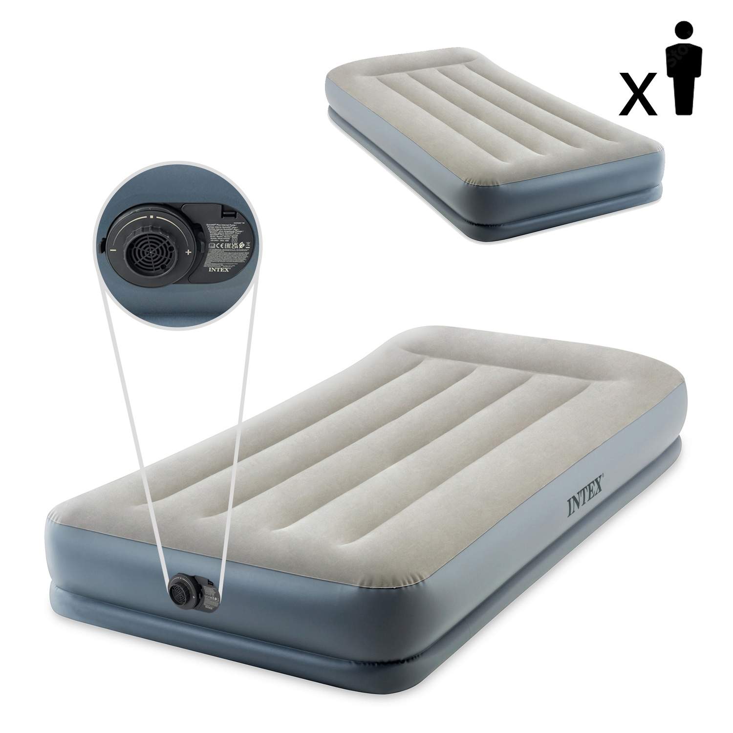 Enkelt luftmadras med pumpe – 191x99 cm