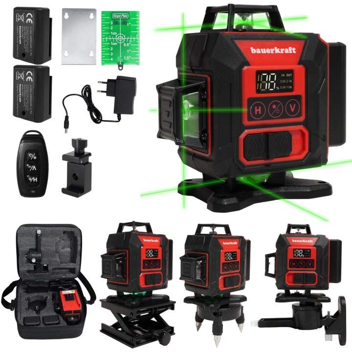 360° 4D Cross Line Green Laser Level, 16 Lines | Hem & Hobby | Pryloteket
